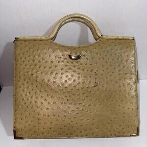 Vintage Old Money Ostrich Leather Satchel Doctors Bag Clutch Handbag READ DISCR.